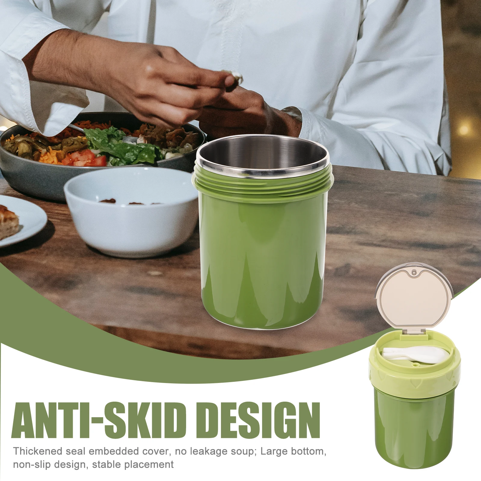 

Portable Cereal Cup with Hidden Spoon Insulated Soup Container Reusable Thermal Breakfast Mug for Hot Soup on The Go Microwave