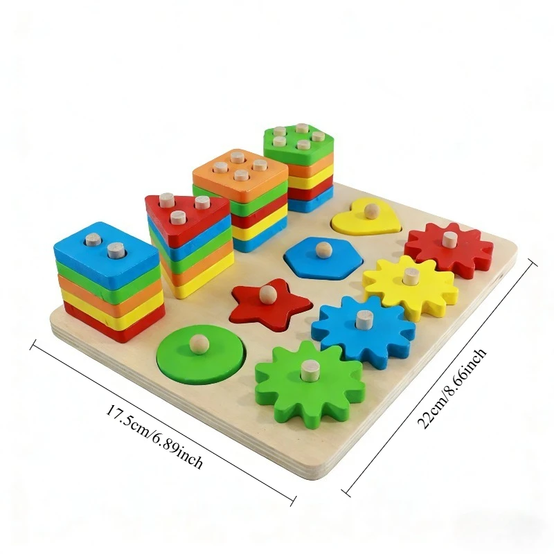 Wooden Sorting Stacking Toys Puzzle for Kids Building Blocks Gears Preschool Fine Motor Skill Toy wooden toys for baby