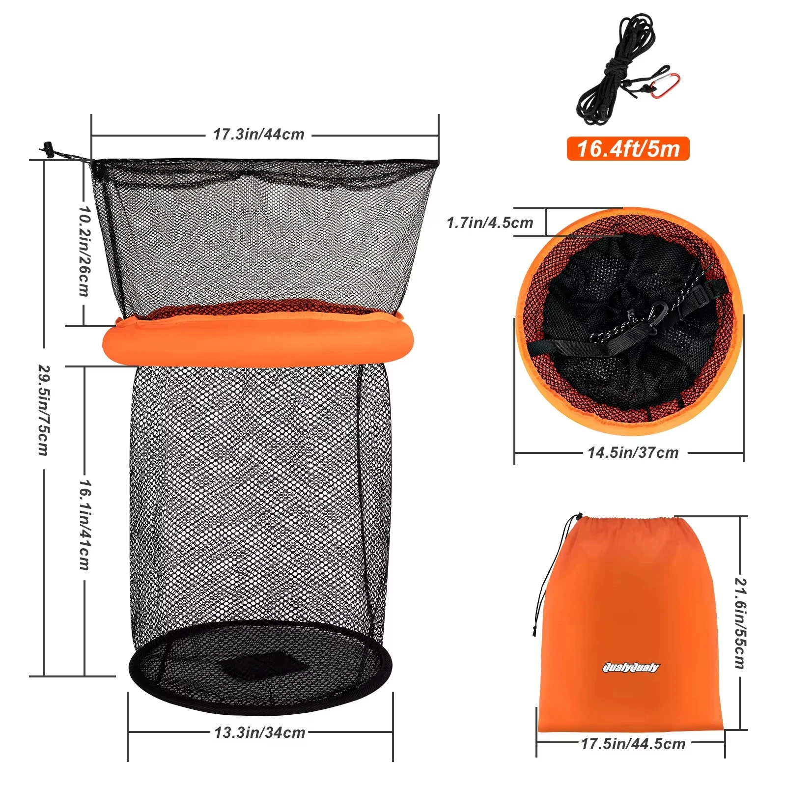 

Floating Fishing Net Thickened Woven Fish Shrimp Basket Portable Mesh Landing Bucket Storage Bag Anti-jump Net Lobster Pocket