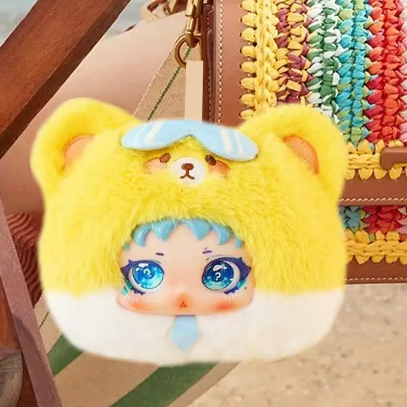 Plush Coin Purse Cute Doll Coin Holder Backpack Charm Zipper Change Pouch with Ring Cartoon Change Purse for Women Men Kids