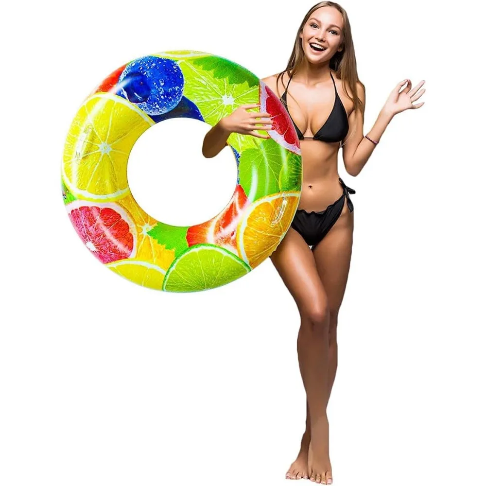 حلقة سباحة مخططة من بولي كلوريد الفينيل ، عوامة حياة سميكة ، حلقة عائمة قابلة للنفخ ، لعبة شاطئ للأطفال ، حفلة حمام سباحة #6