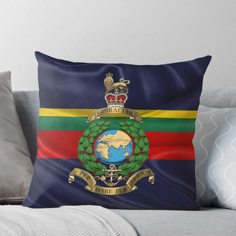 Royal Marines - RM Badge over Royal Marine Flag Throw Pillow Pillow Decor Luxury Sofa Cushions