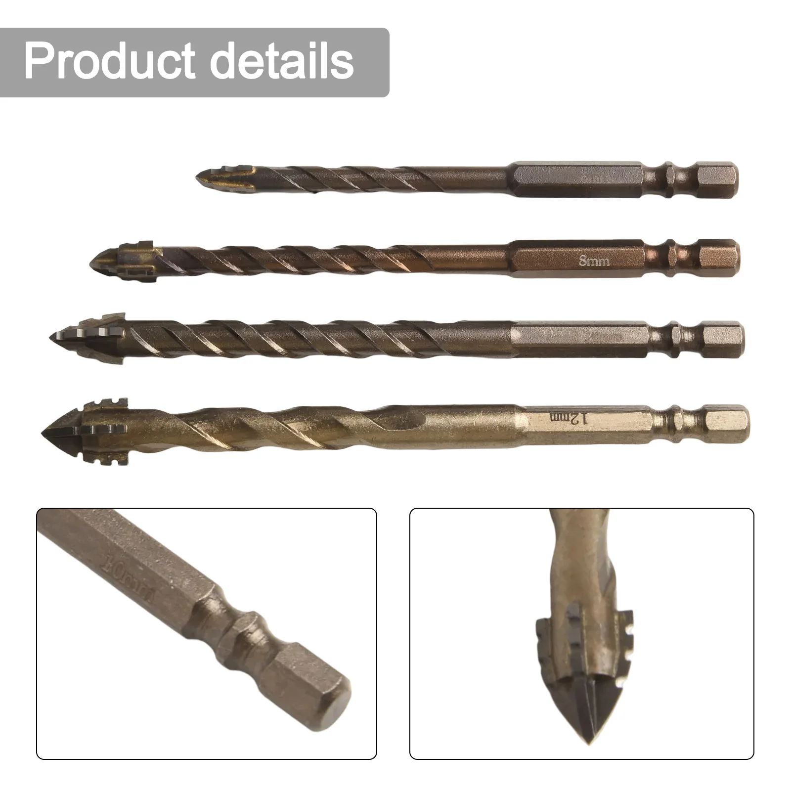 Broach Punching Tool Approx.10mm Eccentric Drill Bit Carbide Construction Efficient Glass Punching Reduced Vibration