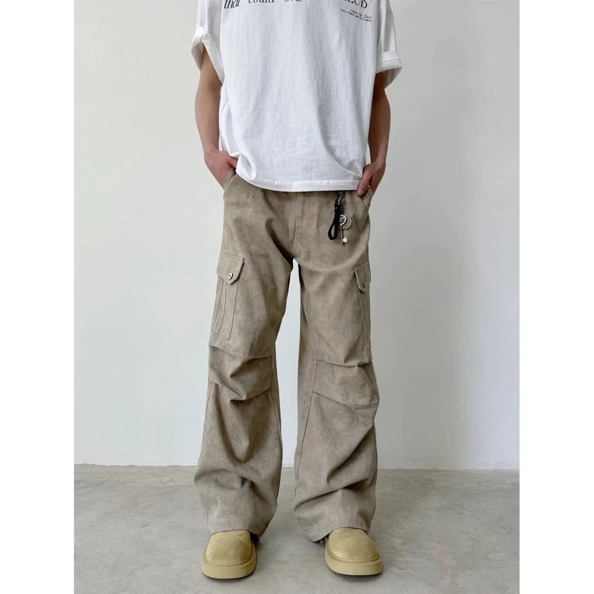 

Cleanfit Marble Pattern Straight Leg Workwear Jeans Men's Wide Leg Long Trousers Paratrooper Pants Autumn Winter plus Size