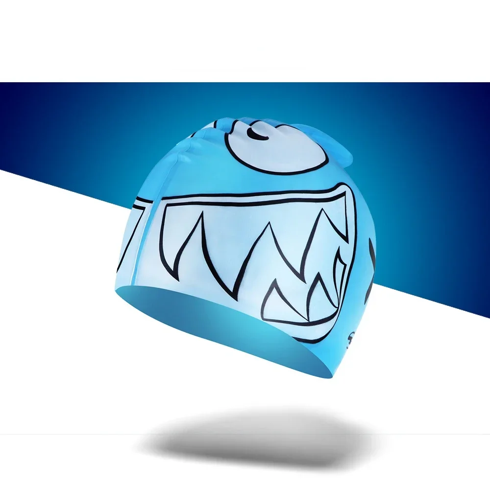 

Professional children's silicone headgear waterproof cute shark cartoon student swimming cap