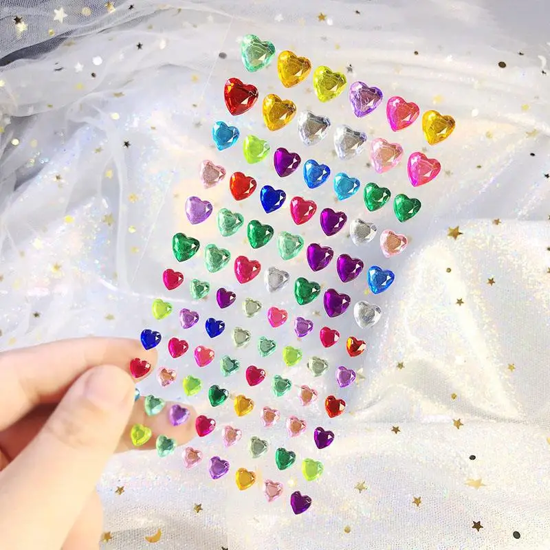 2 Sheets Face Gems Jewels Stickers Self Adhesive Face Decor Rhinestone For Music Festival Party Children Toy DIY Diamond Sticker