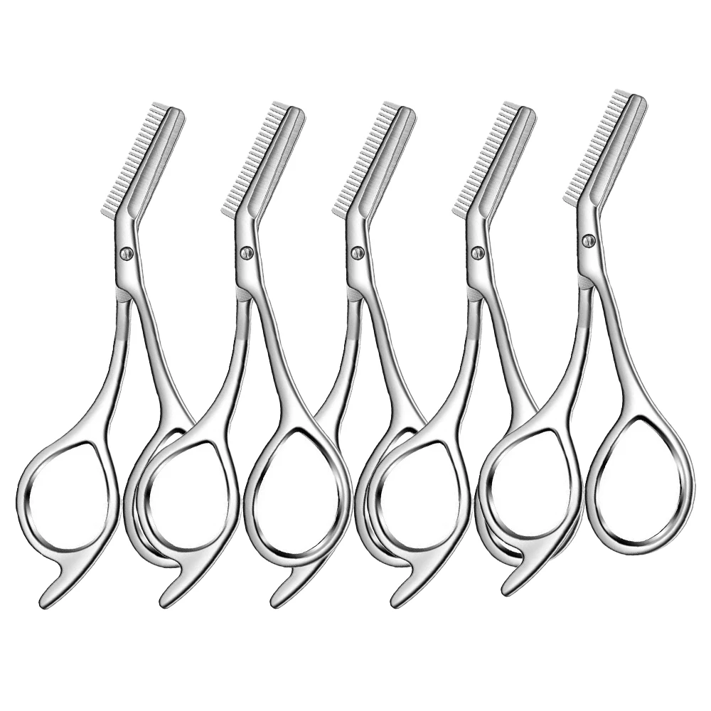 Professional Stainless Steel Eyebrow Scissors with Comb Teeth and Tweezers-Style Tip Heavy-Duty Sharp Blades Serrated Edge