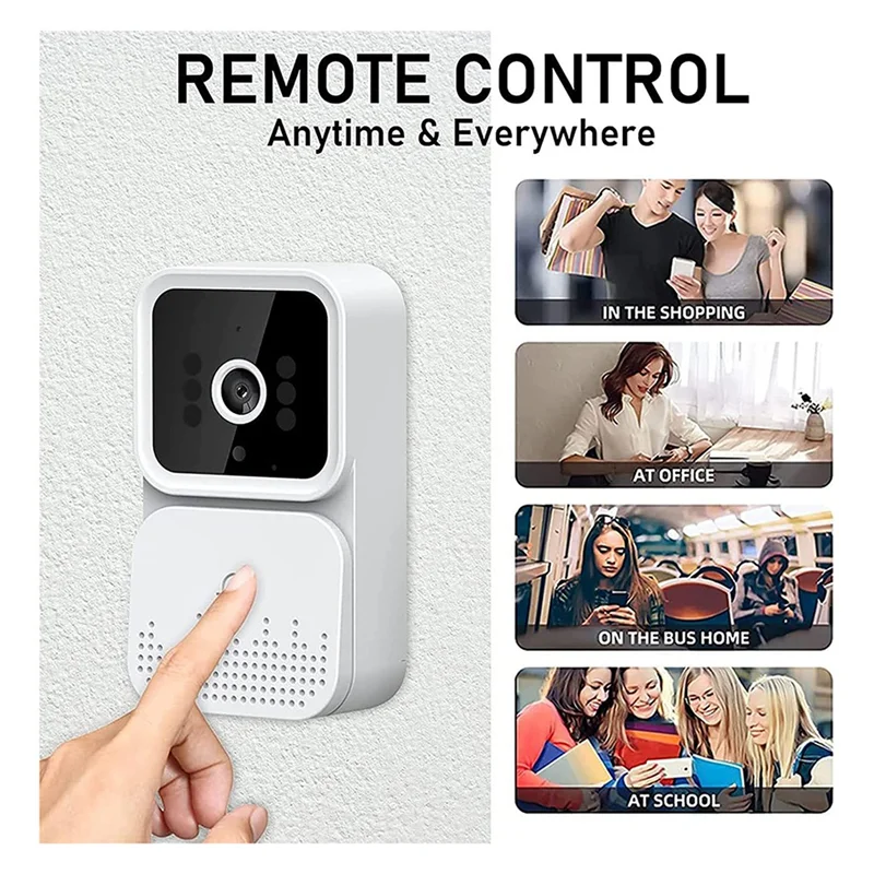 Wireless Remote Video Doorbell Smart Doorbell Intercom HD Night Vision WiFi Anti-Theft Doorbell,Two-Way Talk