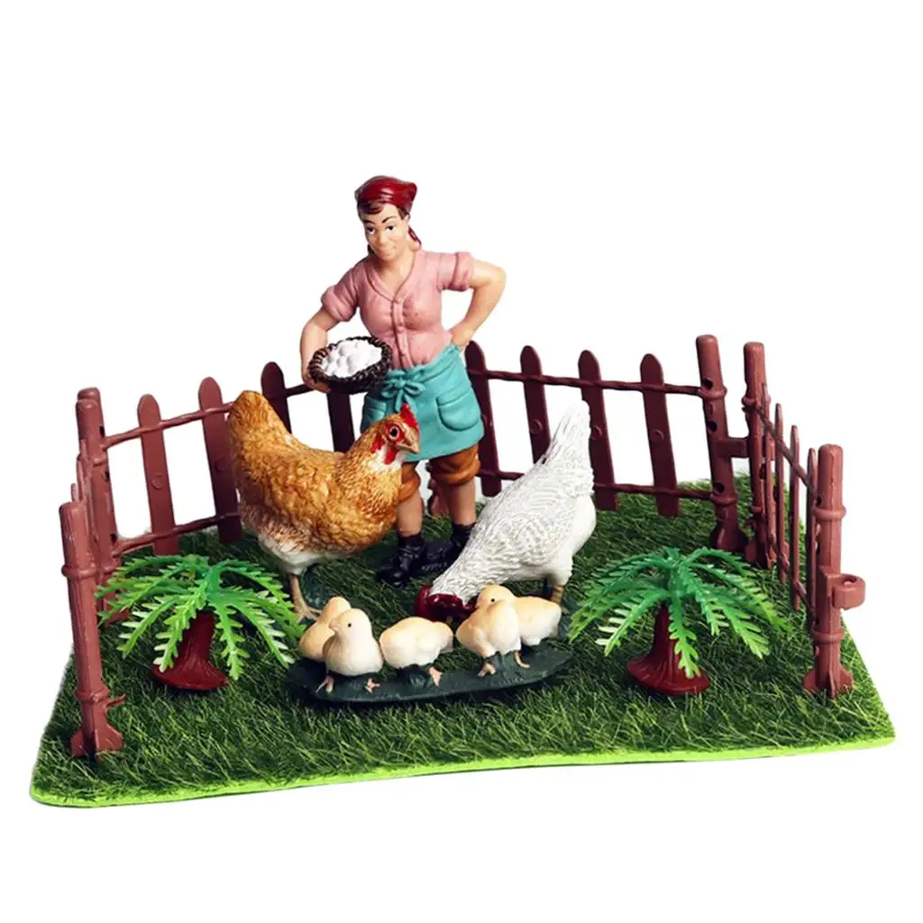 Chickens Animal Figure Miniature Farm Micro Landscape DIY Ornament Decor