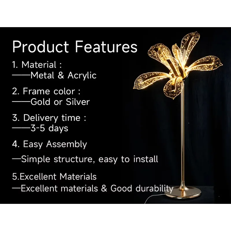 Acrylic Light Emitting Diode Artificial Flower Walkway Bracket Pillar Elegant Wedding Ornament with Road Lead Flower