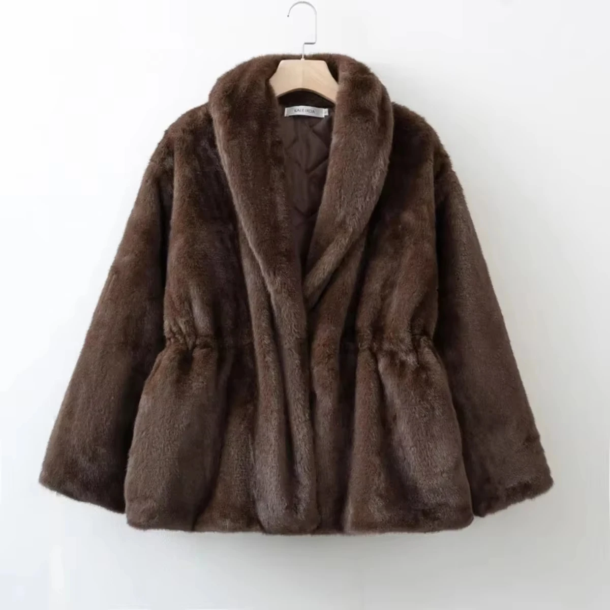 IG 2025 New Women's Casual Warm Cropped Coat With Drawstring Autumn Winter Design Outerwear Polyester Spandex Street Style