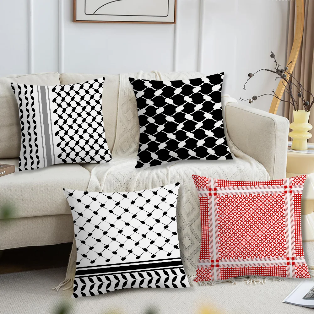 Arabic Keffiyeh Traditional Pattern Sofa Living Room Bedroom Headboard Backrest Cushion Square Cushion Nap Time Pillow Case
