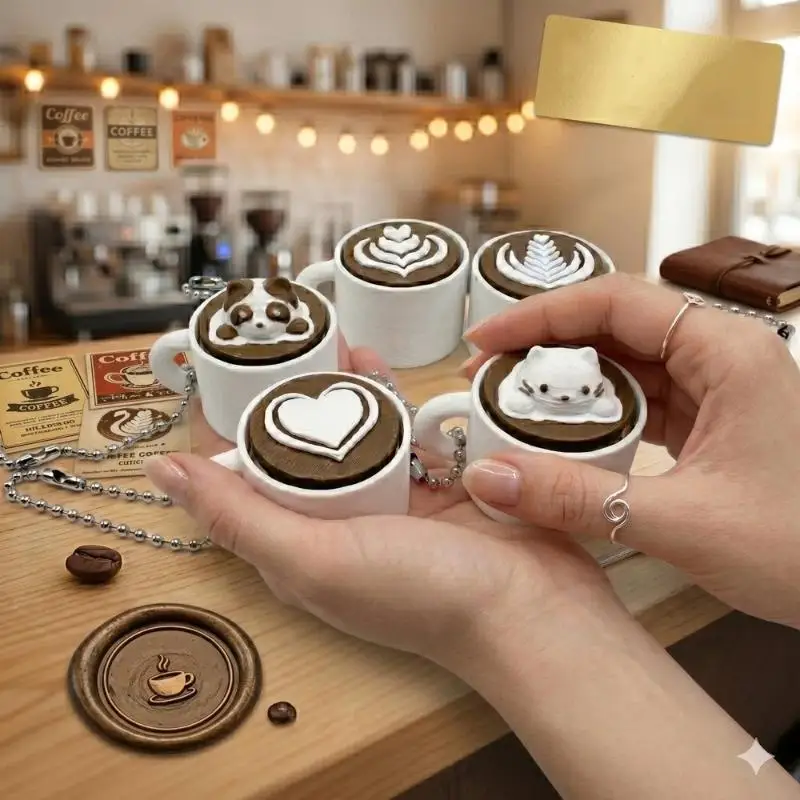 Mini Simulation Latte Coffee Cup Keychains Decompression Press Design Perfect For Coffee Lovers Bag Pendant Key Decor Gifts