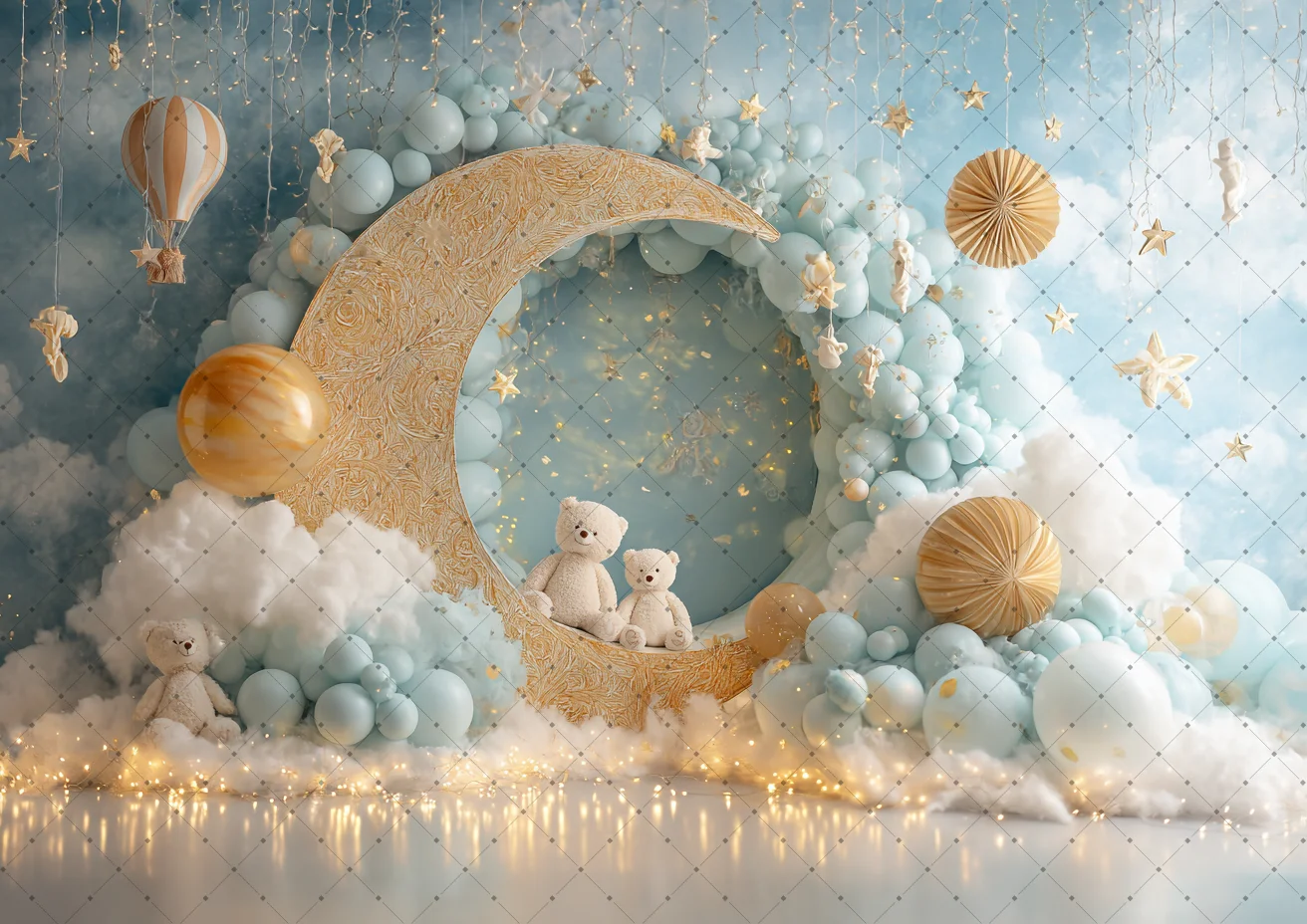 Air Balloons Astronautics Baby Shower Photography Background Boys Girls Birthday Smash Party Decor Background Photoshoot Props