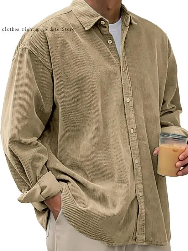 New Corduroy Shirt for Men Long-Sleeved Trendy Casual Loose-Fitting Thick Shirt/jacketfor Men, Suitable for Autumn and Winter