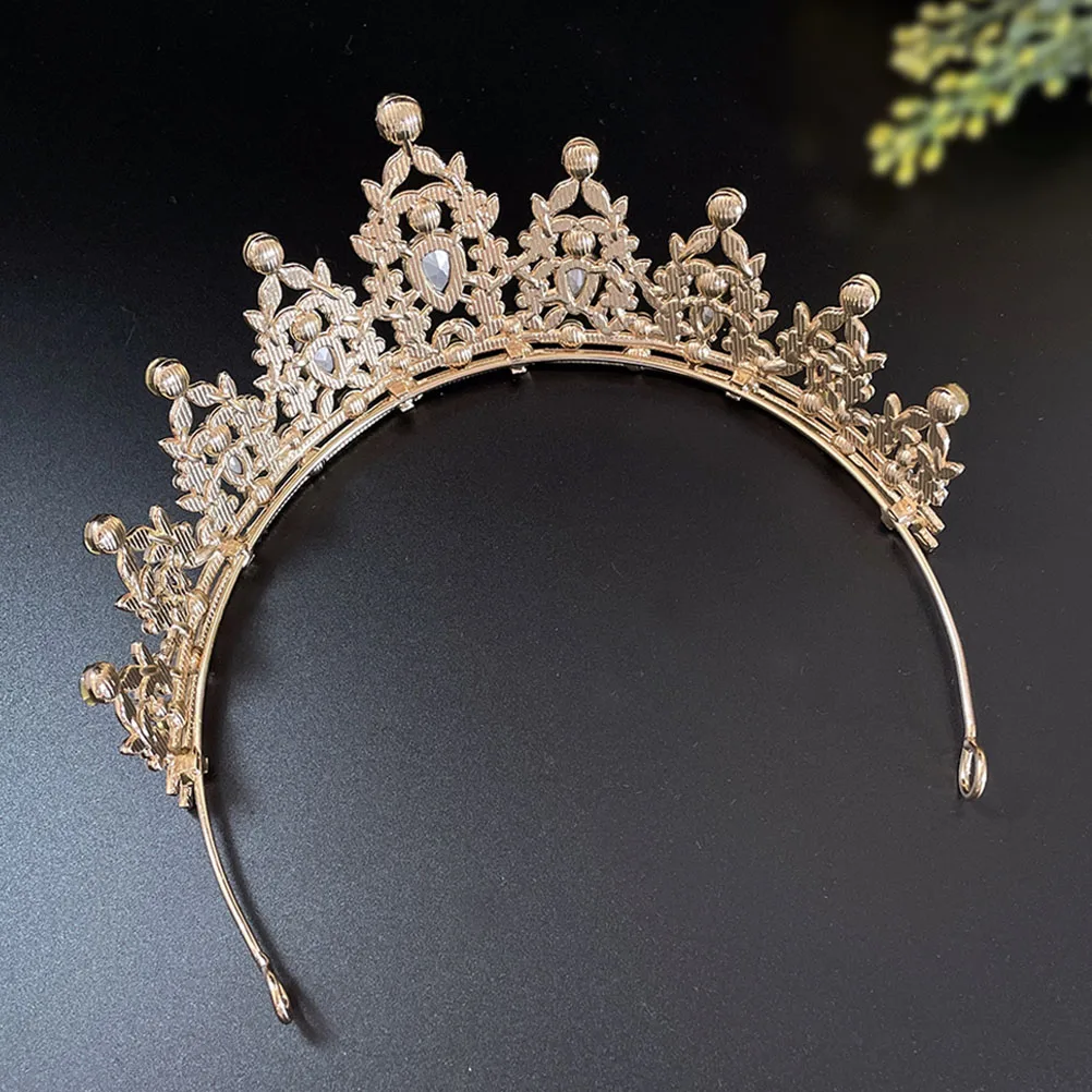 

Baroque Crown Headpiece Pearl Necklace Blue Decor Wedding Headdress Birthday Headb Hair Accessory Bridal Tiara Crystal Crowns