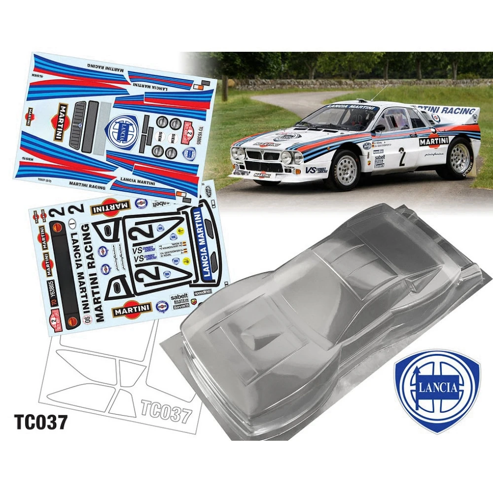 TC037 1/10 Lancia 037 Rally Clear Lexan Car Body 190mm W/Rear Wing for RC Drift Chassis Tamiya tt01 tt02 XV01 XV02