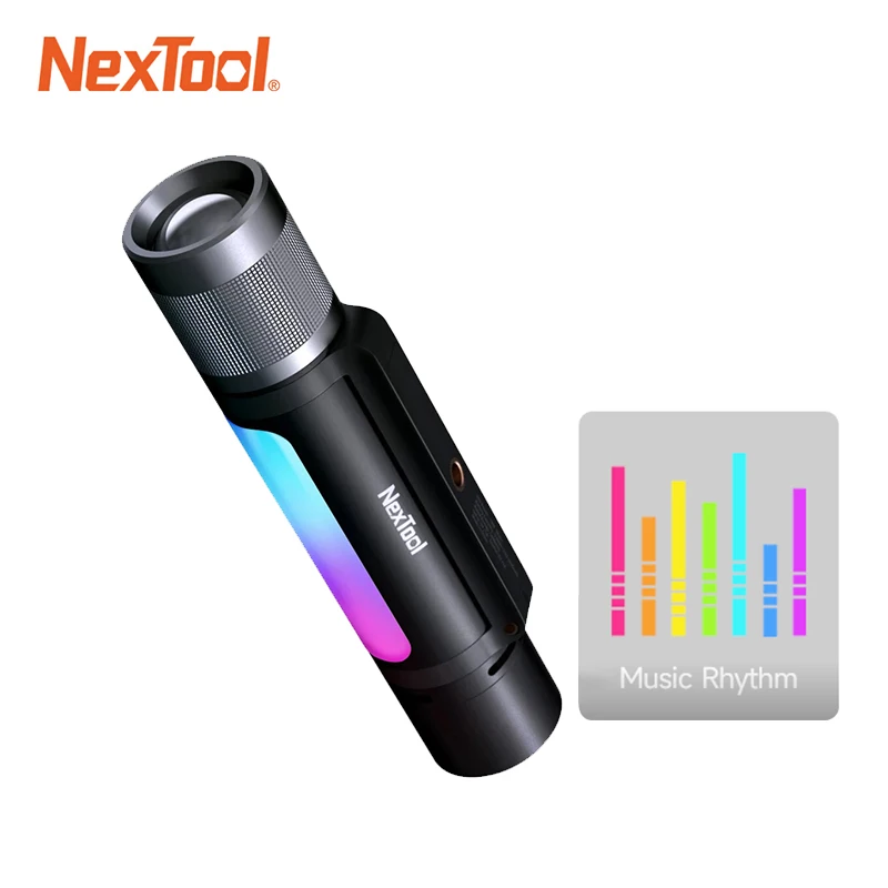 Youpin Nextool Torcia 12 in 1/6 in 1 USB-C Powerbank Allarme di emergenza con pick up Luce ritmica musicale RGB a colori ad attivazione vocale