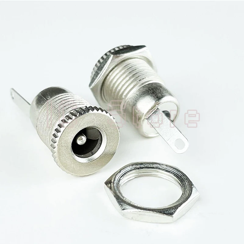 10PCS DC-099 DC Power Jack Socket 5.5x2.1mm 5.5x2.5mm Threaded Female Panel Mount Connector Adapter with Waterproof Cap