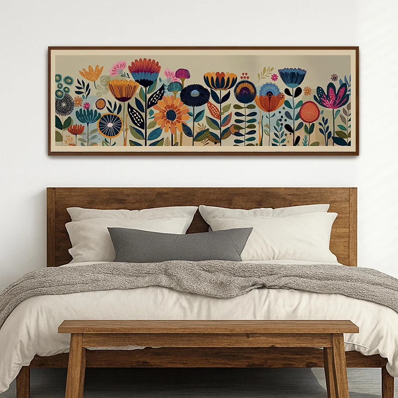 Mid-Century Modern Bohemian Blumen-Poster-Druck, Skandinavische Kunst Leinwandgemälde für Wohnzimmer Heimdekoration Cuadros