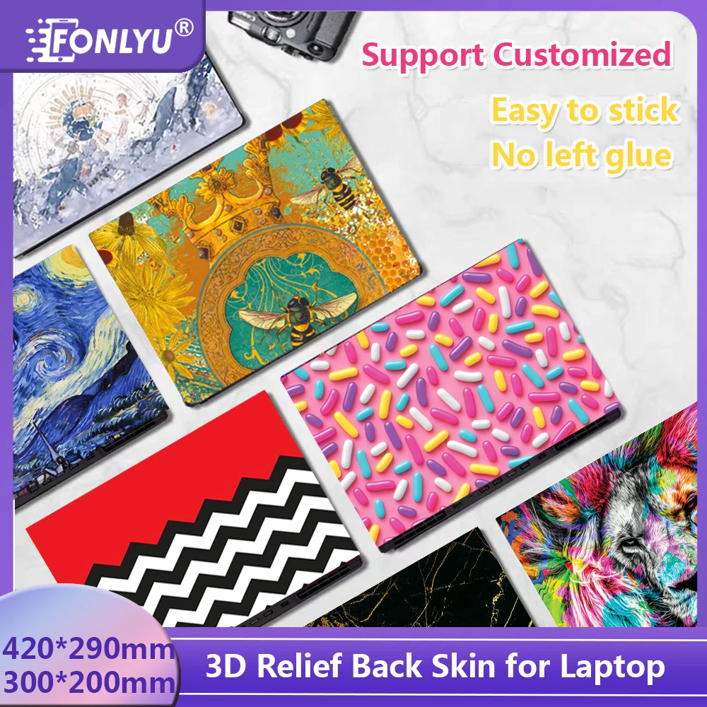 

FONLYU 10 шт. 3D рельефная наклейка для ноутбука, планшета, наклейки для 12, 14, 15, 16 дюймов, крышка ноутбука, машина для резки защитной пленки
