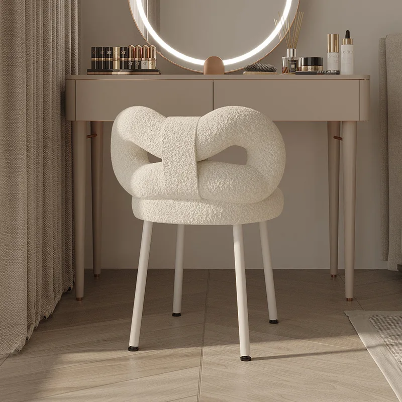 Modern Simple Dresser Chair Household Makeup Stools Girl Bedroom Cream Style  Backrest Stool Home Comfortable Chair New Arrival