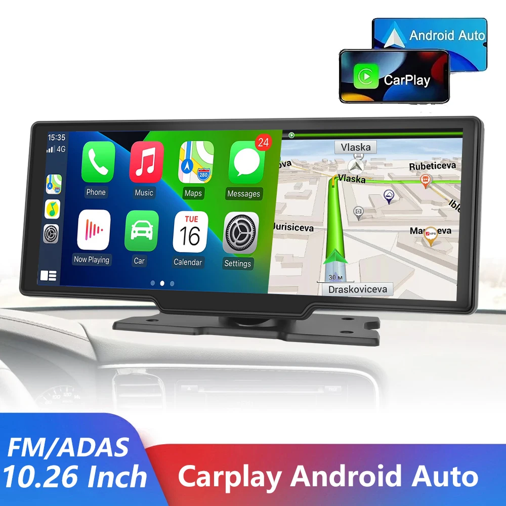 

10.26inch Dash Cam Rearview Camera Wireless Carplay & Android Auto 4K DVR GPS Navigation Video Recorder Dashboard MP5 Park AUX