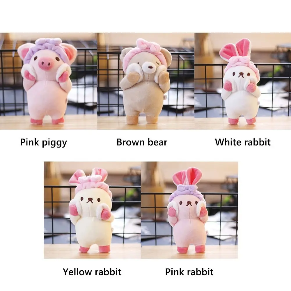 New Multicolor Keychain Plush Doll Soft Rabbit Piggy Bear Keychain Pendant Gifts Toy Cartoon Bathtowel Animal Universal