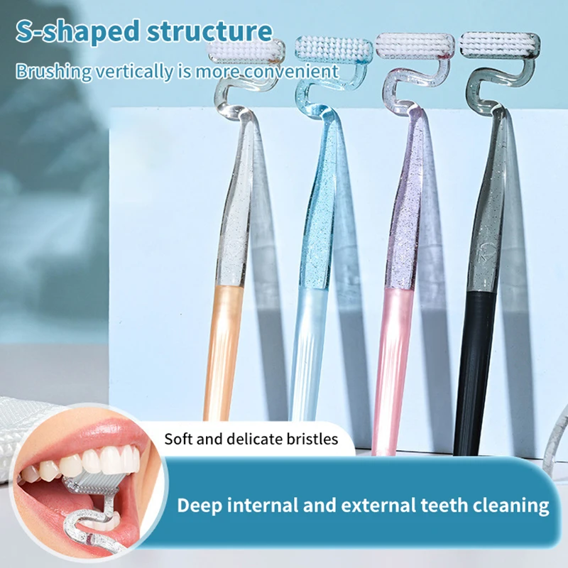 S-Shape Toothbrush Soft Interdental Soft Bristled Tongue Coating Brush For Adults And Men Soft Bristled Tongue Coating Interdent