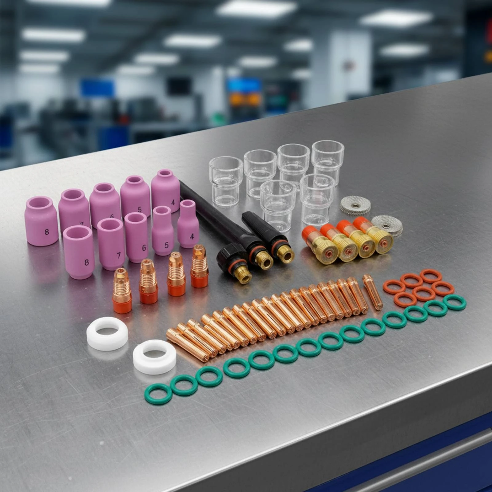 71 Pieces TIG Torch Consumables Kit Replacement TIG Torch Parts Kit Compatible Assorted for Welders, Workshop