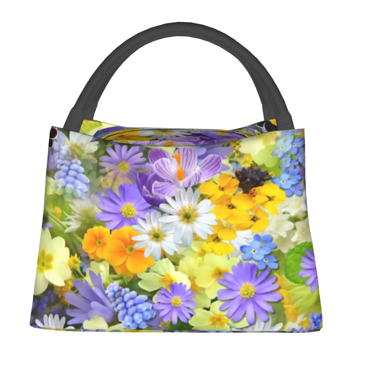 Purple Daisy Print Lunch Bag A Burst of Flowers Designer Lunch Box Casual Picnic Cooler Bag Waterproof Thermal Tote Handbags