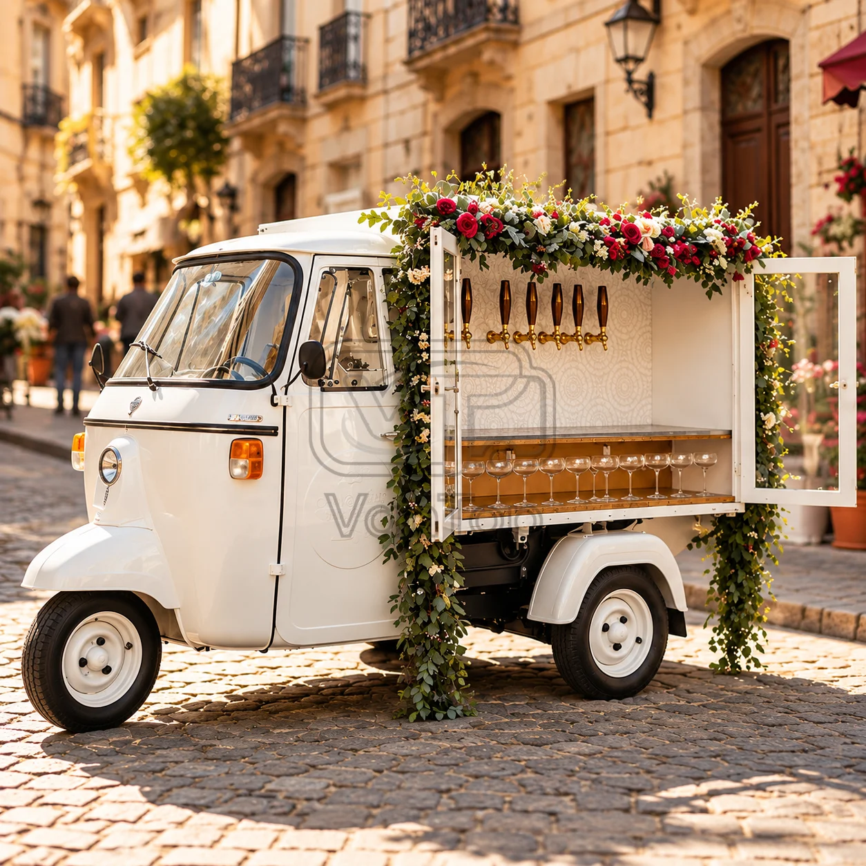 Vintage Three Wheel Mobile Bar Cart Custom Beverage Truck for Wedding Event Street Business