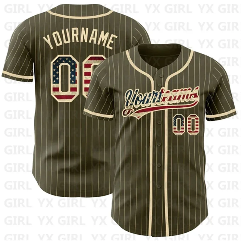 Custom Olive City Pinstripe Black Authentic Salute To Service Baseball Jersey 3D Print Men Women Casual Shirts Sport Unisex Tops