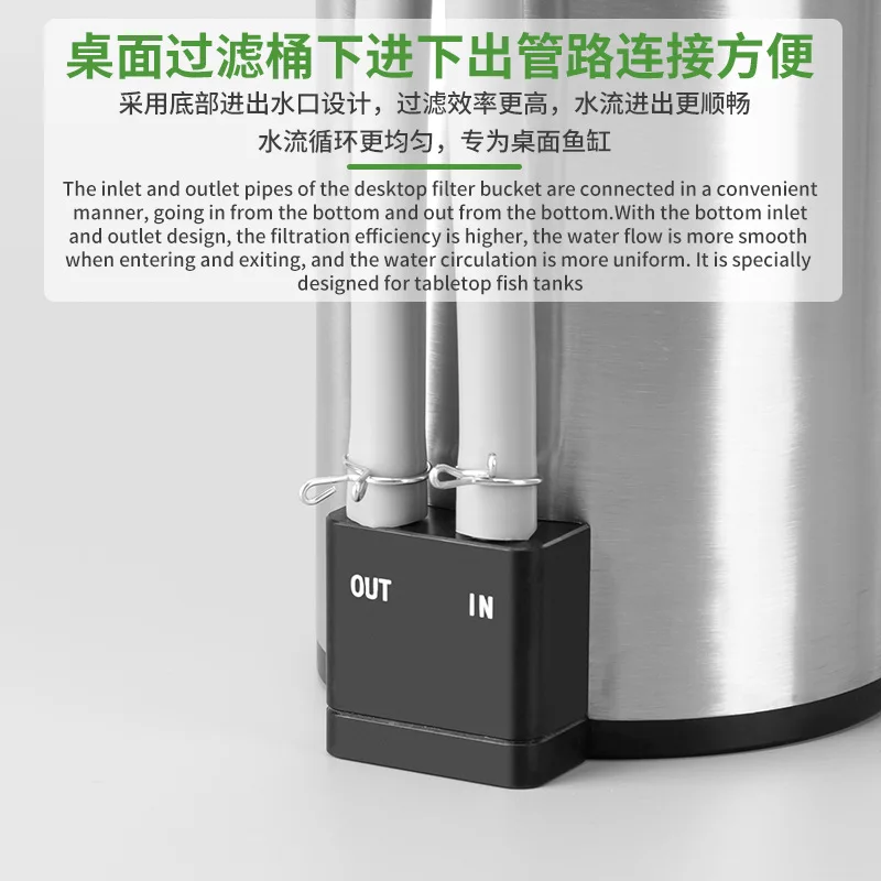 Stainless Steel Filter Bucket USB Mini Aquarium Filter Built-in Silent Water Pump Circulation for Desktop Fish Tank