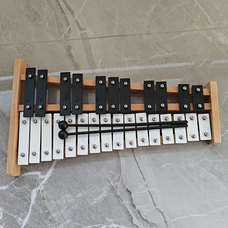 

Metal Xylophone 27 Keys Beginner Glockenspiel Portable Wooden Frame Iron Bars Baby Educational Children Percussion Instruments