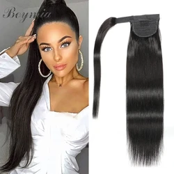 Ponytail Human Hair Extensions Straight Wrap Around Ponytails Brazilian Remy Hair Boymia 8