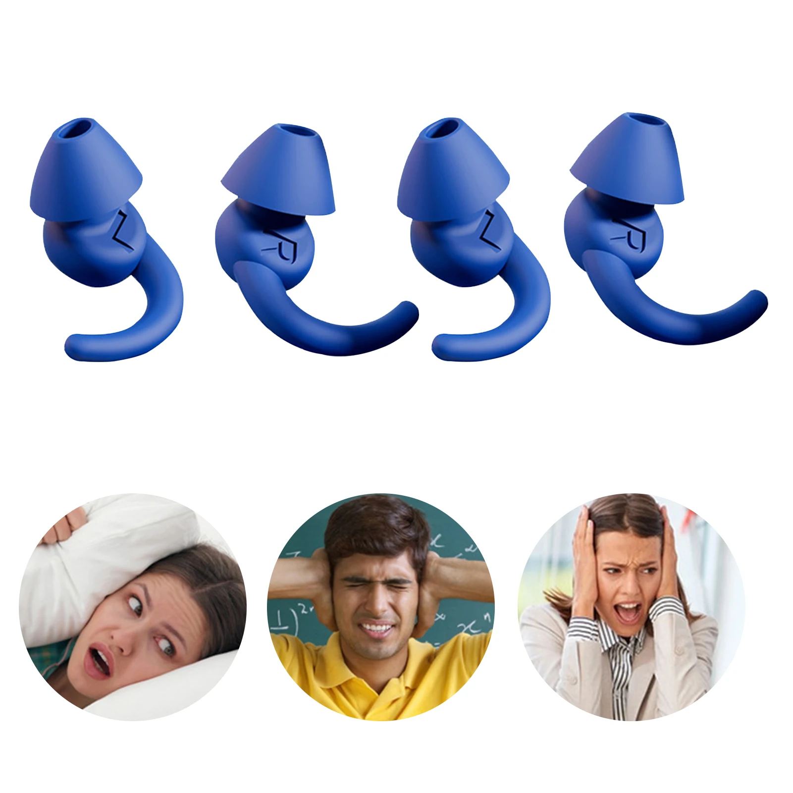 재사용 가능한 소음 차단 코골이 공부 소프트 실리콘 이어 플러그, 인체공학적 수면 청력 보호, 소리 차단, 2 쌍