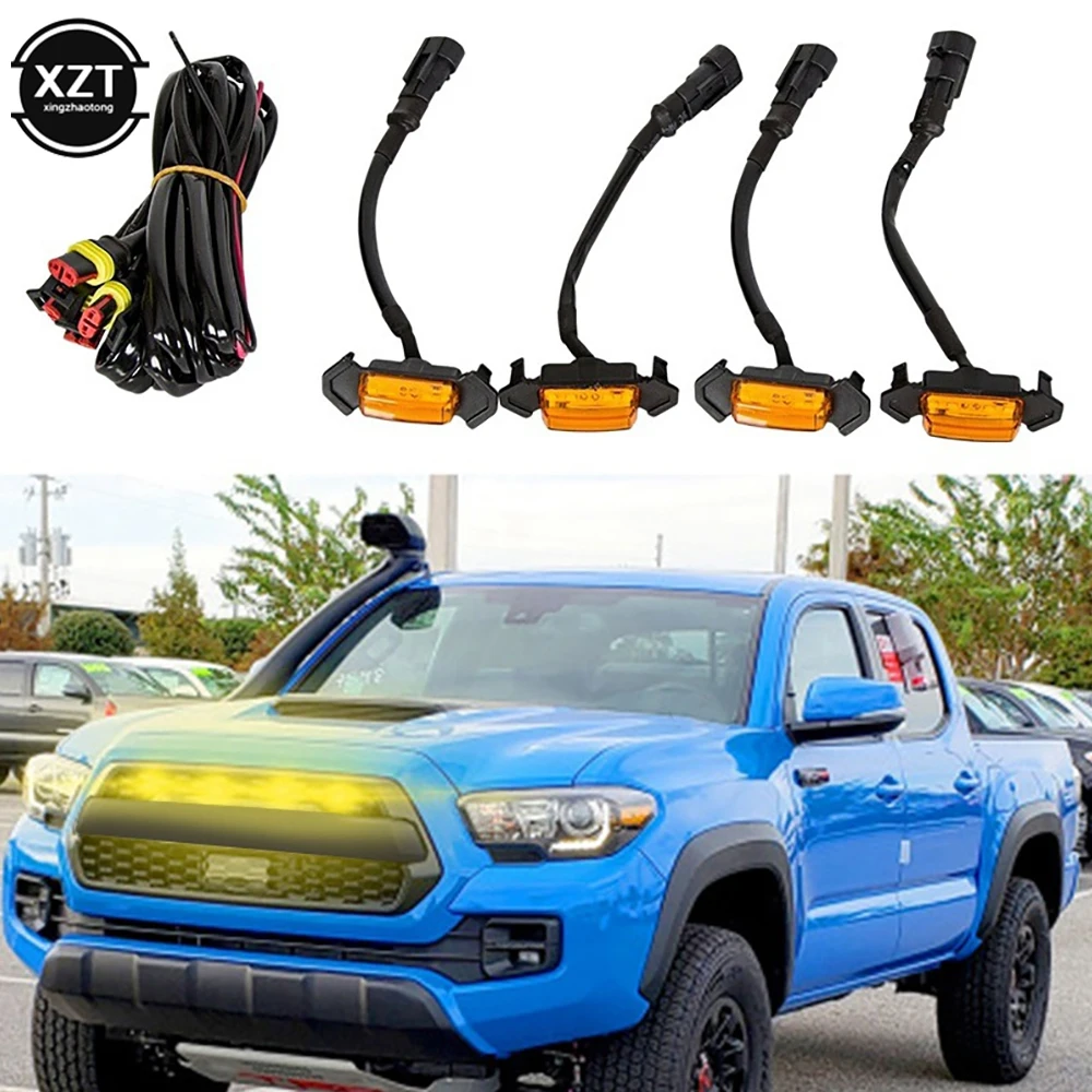 

4PCS For 2016-up Toyota Tacoma w/TRD Pro Front Grille LED Lights Raptor Style Lamp, Front Grille DRL Parking Lights Lighting 12V