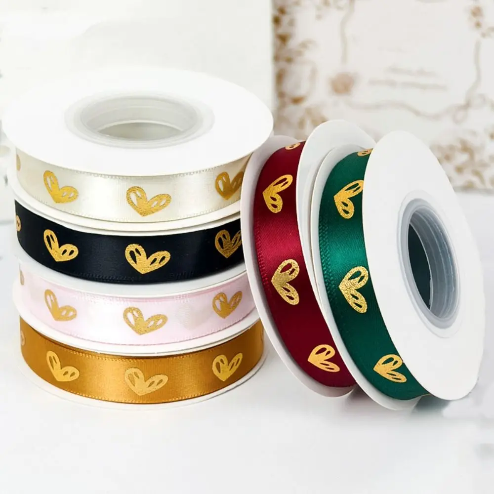 

1.5cm*16 meters Valentine's Day Series Ribbon Love Printed Classic Gold-stamped Heart Ribbons Cake Baking Packaging
