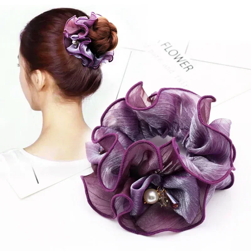 Elastic  for Hair Flower Scrunchie  New Pearl   Pезинка Для Волос   Резинки Для Волос  Korean Accessories  스프링머리끈 Hair Ties