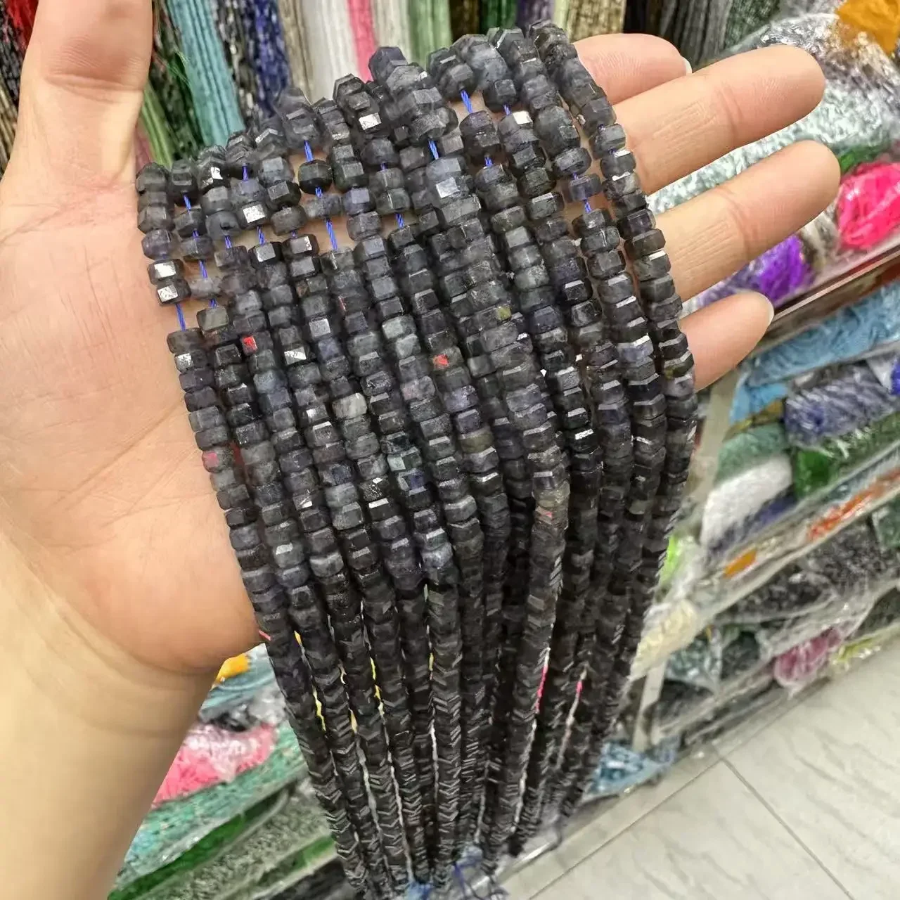 3*6 مللي متر الياوليت الطبيعي الأوجه مربع فضفاض الخرز-38 سنتيمتر بالجملة للنساء سوار ذاتي الصنع قلادة مجوهرات اكسسوارات #3