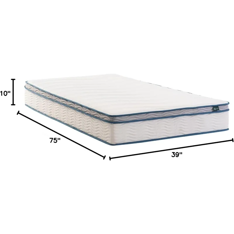 10 Inch Spring Sensation Youth Comfort  Hybrid Mattress [New Version], Twin, Fiberglass Free, Medium Firmness, Durable Support