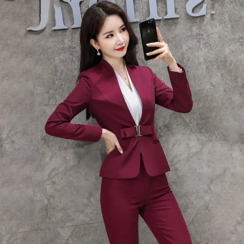 Business Suit Female Temperament Twinset 2023 Spring and Autumn New Stewardess Uniform Hotel Formal Suit Work Clothes