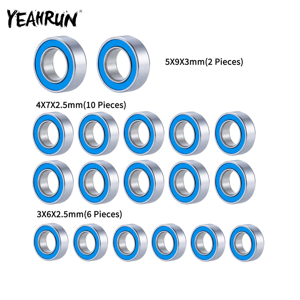 YEAHRUN 18 Pcs Rubber Sealed Ball Bearing Kit for 1/16 Mini-B Buggy RC Car Upgrade Parts Accessories