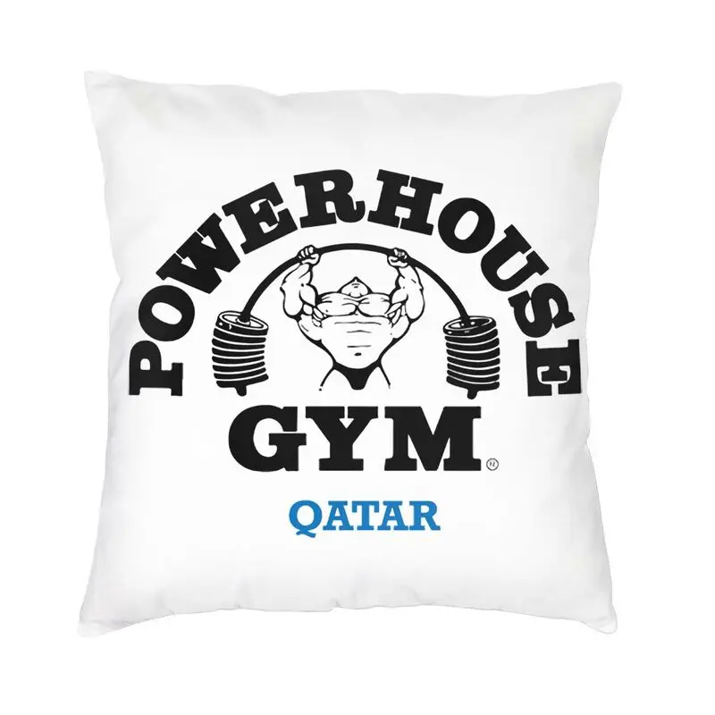 Cool Powerhouse Gym Logo Square Throw Pillow Case Home Decor 3D Double Side Print Bodybuilding Fitness Cushion Cover for Car