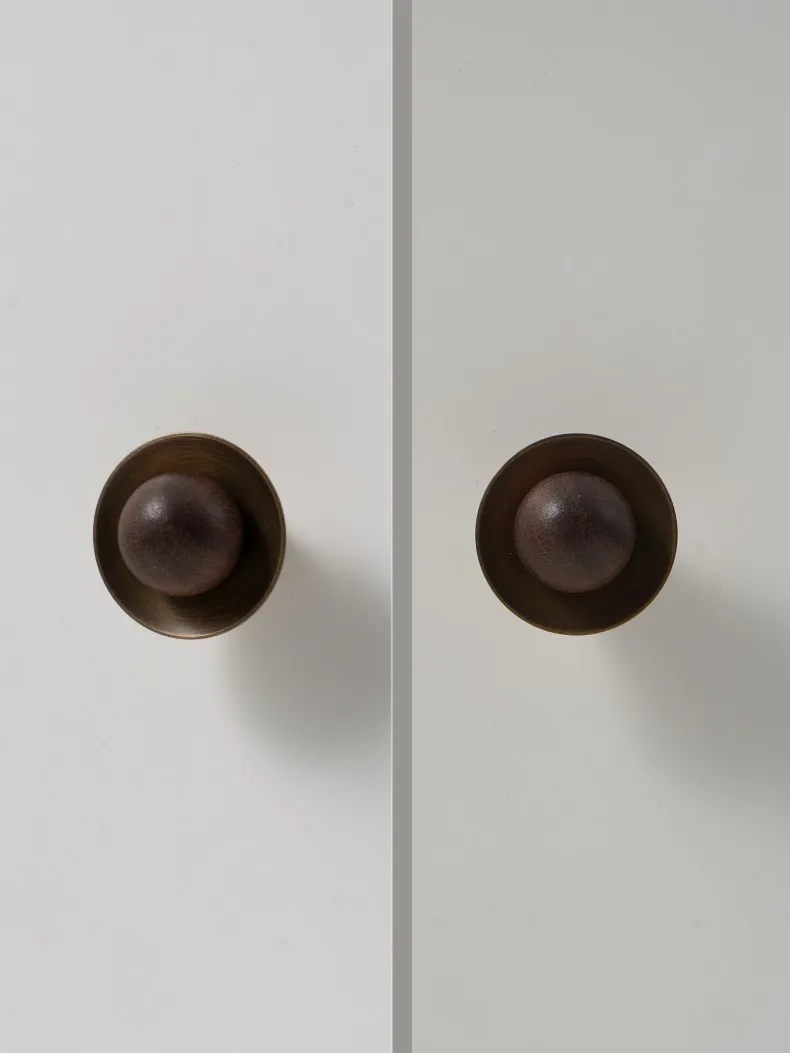 Tinyhob Vintage Antique Bronze Spotted Stone Kitchen Cabinet Furniture Handle with Base / Brass Cupboard Pull Shoe Cabinets