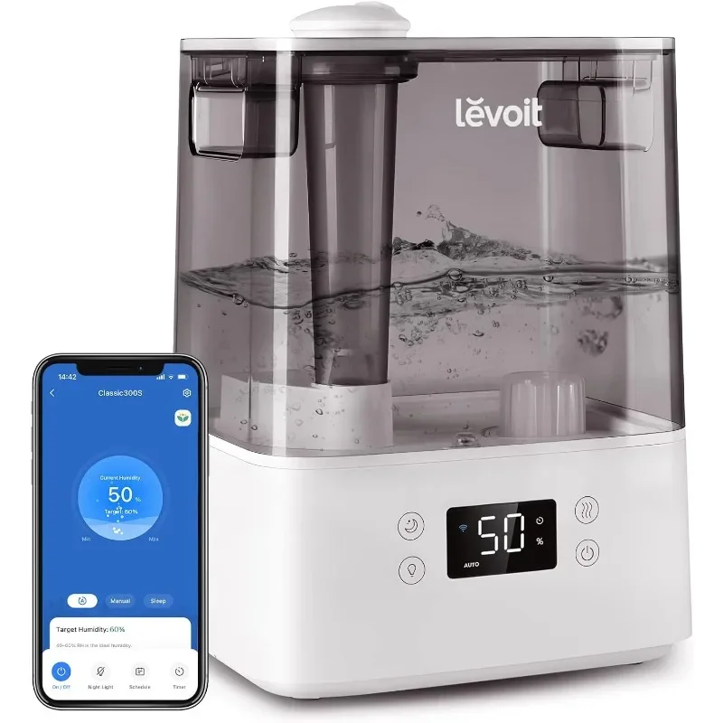 

LEVOIT Humidifiers for Bedroom Large Room Home, (6L) Cool Mist Top Fill Essential Oil Diffuser for Baby & Plants, Smart App