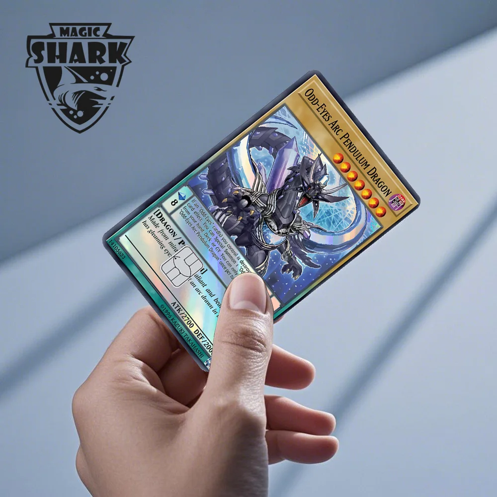 Magic Shark Blue Eyes Dragon Yo-gi-oh Game Shinny Laser Holographic Debit Credit Card Sticker Film Skin Front Cover view 4