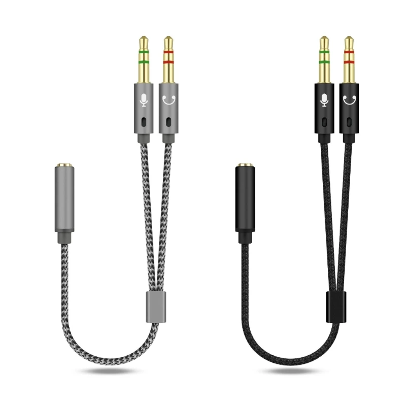 25cm/9.8inch 3.5mm Y Splitter Cable with 2 Outputs, Stereo Splitter Adapter Line Microphone Connection Cord Wire