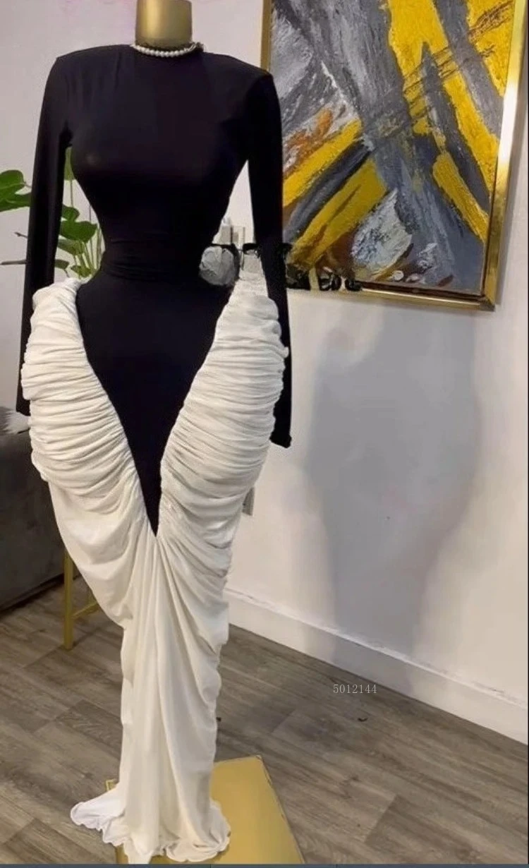 Mujeres de manga larga Patchwork acanalado apilado encaje hasta bata Maxi vestido largo 2025 vacaciones fiesta cumpleaños Vestidos